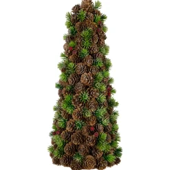 Mini Pinecone and Frosted Wild Berries Christmas Cone Tree - 15"