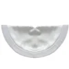 Mini Satin Christmas Tree Skirt with Faux Fur - 20" - White