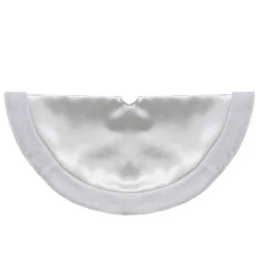 Mini Satin Christmas Tree Skirt with Faux Fur - 20" - White