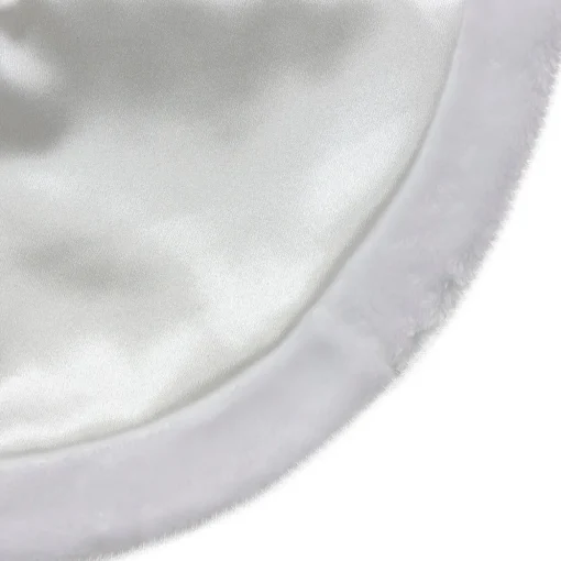 Mini Satin Christmas Tree Skirt with Faux Fur - 20" - White