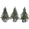 Mini Silvery Pine Downswept Artificial Christmas Trees - 9.5" - Set of 3
