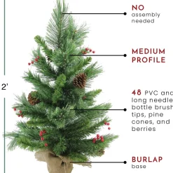 Mixed Cashmere Berry Pine Medium Artificial Christmas Tree - 24