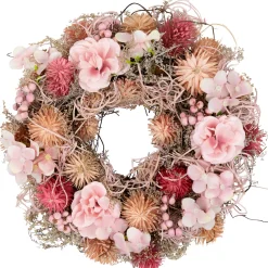 Mixed Floral Artificial Spring Wreath - 9.75" - Pink