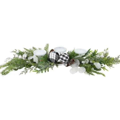 Mixed Foliage and Pinecone Christmas Pillar Candle Holder - 29"