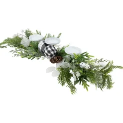 Mixed Foliage and Pinecone Christmas Pillar Candle Holder - 29