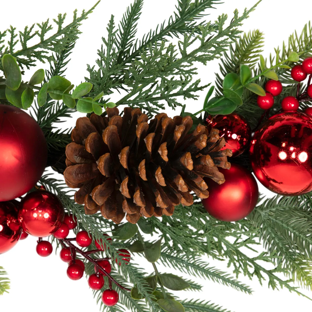 Mixed Foliage with Jingle Bells and Ornaments Artificial Christmas Garland - 6' x 8" - Unlit