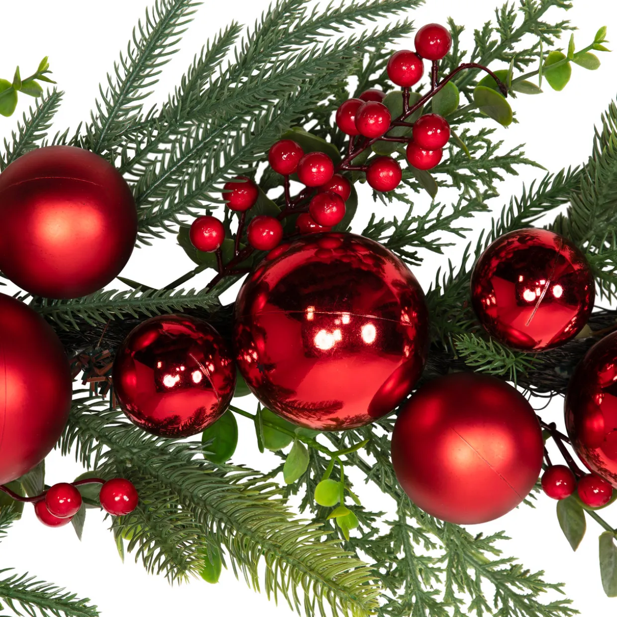 Mixed Foliage with Jingle Bells and Ornaments Artificial Christmas Garland - 6' x 8" - Unlit