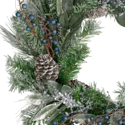 Mixed Iced Pine and Blueberries Artificial Christmas Wreath - 24" - Unlit