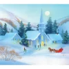Moonlit Church Winter Scene Wall Decor Art Print
