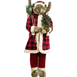 Moose Santa Claus Standing Christmas Figure - 48"