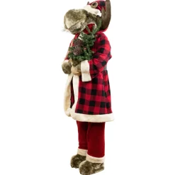 Moose Santa Claus Standing Christmas Figure - 48