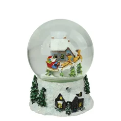 Musical and Animated Santa and Reindeer Rotating Christmas Water Globe - 6.75"