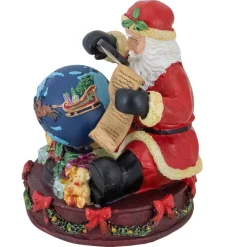 Musical Santa Claus Checking His List with a World Globe Christmas Figure - 5.75