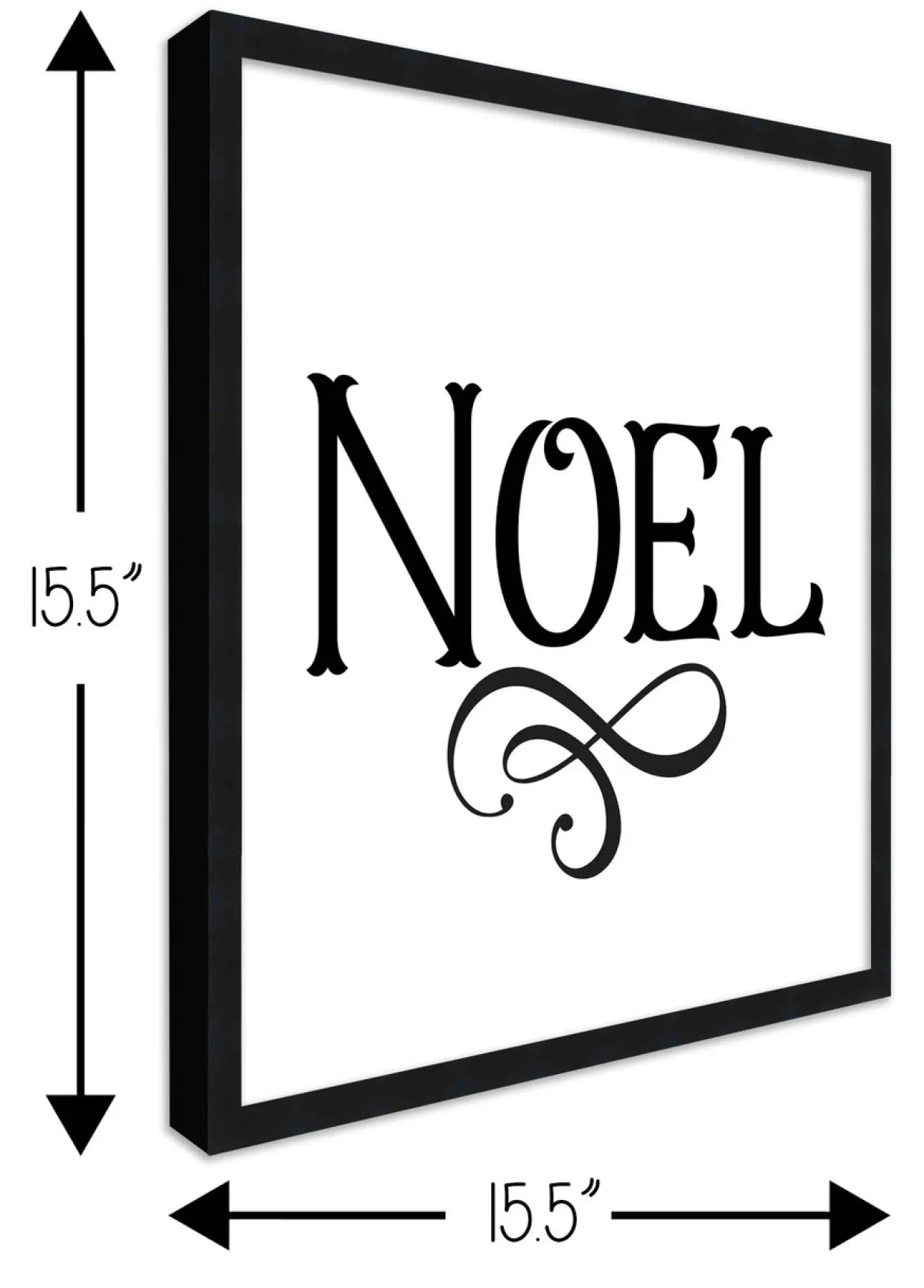 Noel Vintage 15.5" x 15.5" Framed Christmas Wall Decor Art Print Sign Poster in a Black Wooden Frame with UV Acrylic and Hangers