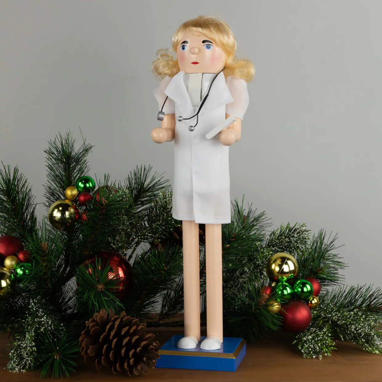 Nurse with Stethoscope Wooden Christmas Nutcracker - 15"