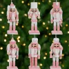 Nutcracker Soldier Christmas Ornaments - 3.25" - Pink and White - Set of 6