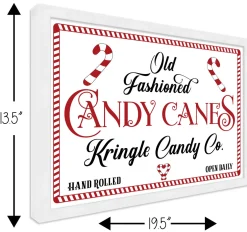 Old Fashioned Candy Canes Kringle Candy Co 13.5" x 19.5" Framed Christmas Wall Decor Sign Poster in a Natural Wooden Frame with UV Acrylic