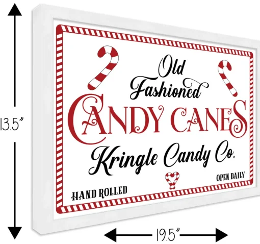 Old Fashioned Candy Canes Kringle Candy Co 13.5" x 19.5" Framed Christmas Wall Decor Sign Poster in a Natural Wooden Frame with UV Acrylic