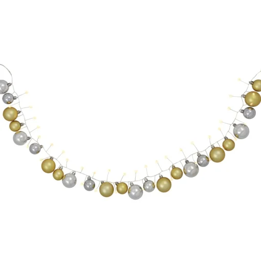 Ornament String Christmas Lights - Warm White - 3.75' Silver Wire - 50ct - Gold