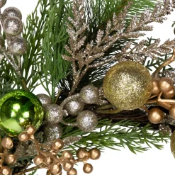 Ornaments and Berries Glittered Artificial Christmas Wreath - 24