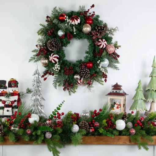 Ornaments and Pinecones Artificial Pine Christmas Wreath - Unlit - 28"