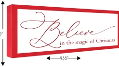 Oversize Believe in the Magic of Christmas 19" x 43.5" Framed Christmas Wall Decor Sign Poster in a Red Wooden Frame with UV Acrylic and Hangers