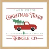 Oversize Kringle Company Tree Farm 31.5" x 31.5" Framed Christmas Wall Decor Sign Poster in a Natural Wooden Frame with UV Acrylic and Hangers