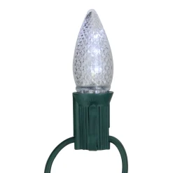 Pack of 4 Faceted Transparent Cool White LED C7 Christmas Replacement Bulbs