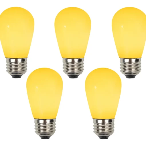 Pack of 25 Opaque Yellow LED S14 Christmas Replacement Light Bulbs - 1.3 Watts