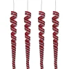 Pack of 4 Red and White Candy Curls Christmas Ornaments 7"