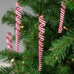Pack of 4 Red and White Candy Curls Christmas Ornaments 7
