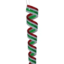 Pack of 4 Red, White and Green Candy Curls Christmas Ornaments 7