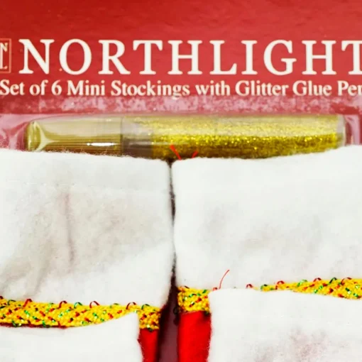 Pack of 6 Traditional Mini Christmas Stockings with Gold Glitter Pen