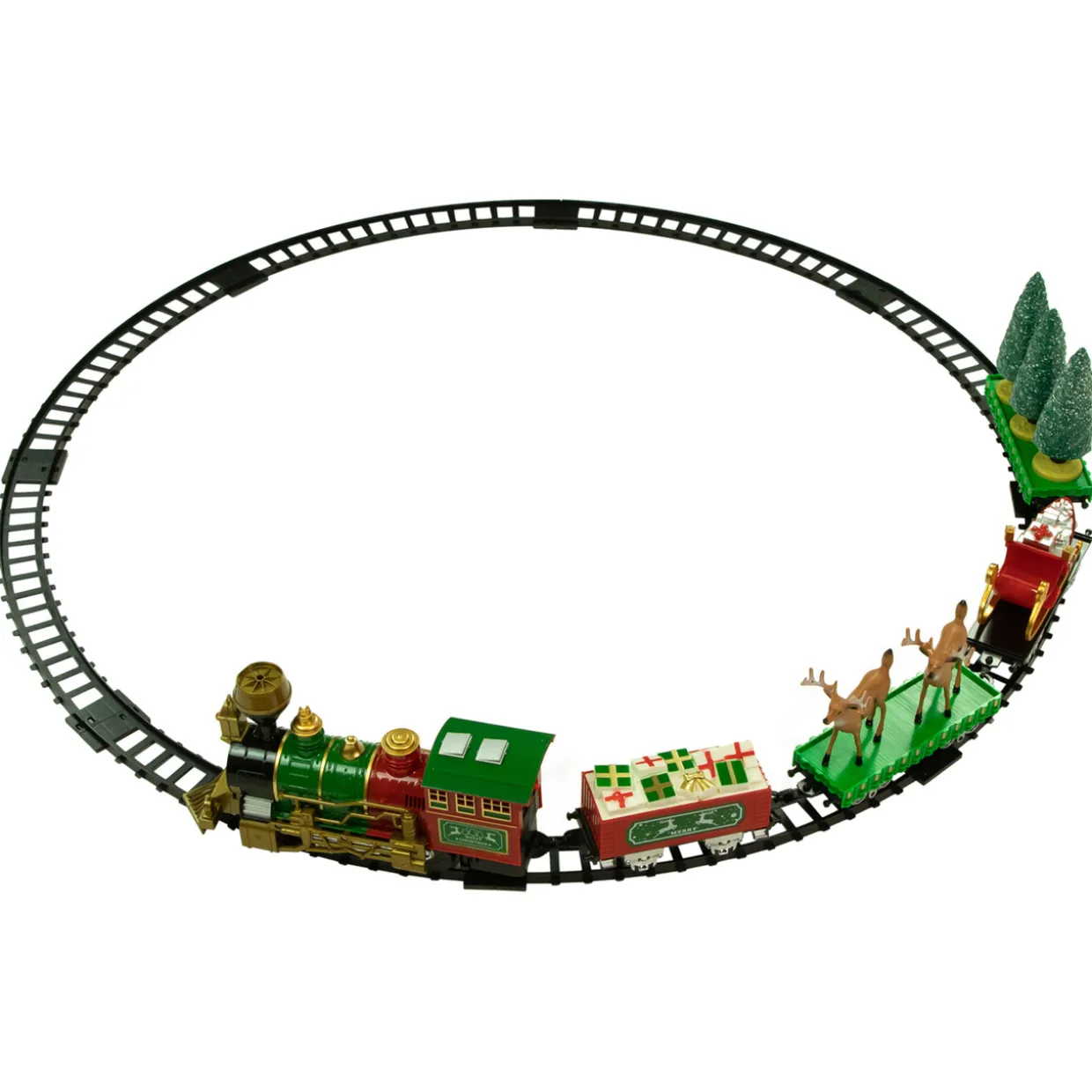 22pc Battery Operated Lighted and Animated Christmas Train Set with Working Smokestack