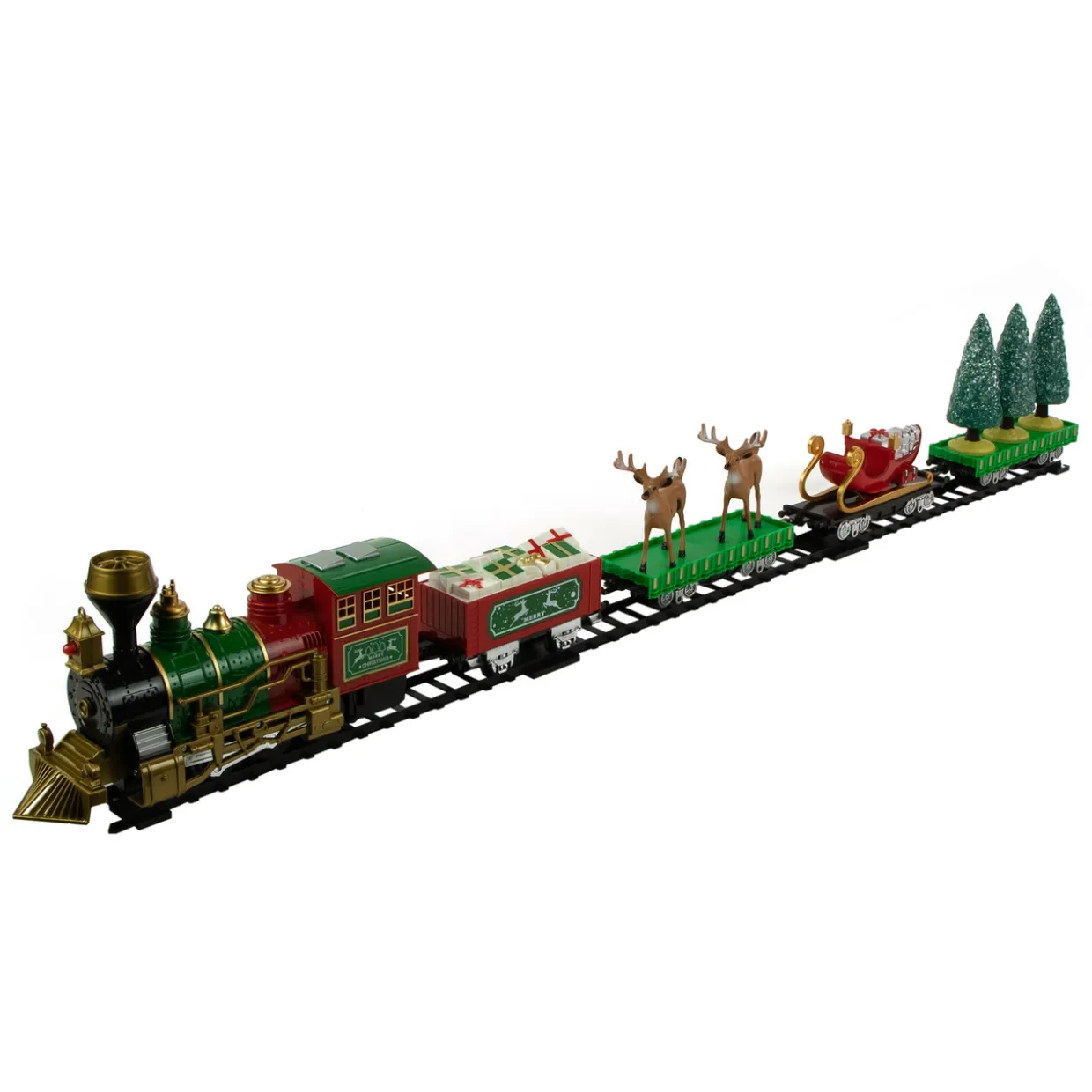 22pc Battery Operated Lighted and Animated Christmas Train Set with Working Smokestack
