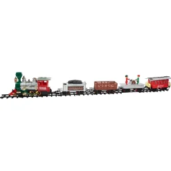 35pc Silver and Red Battery Operated Lighted and Animated Classic Train Set with Sound