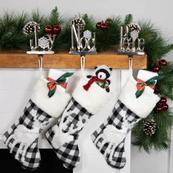 Peace, Joy and Noel Metal Christmas Stocking Holders - 6.5" - Set of 3