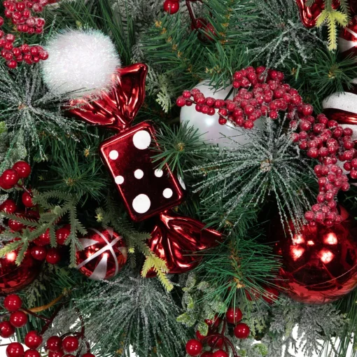 Peppermint Candy Artificial Pine Christmas Wreath - 42" - Unlit