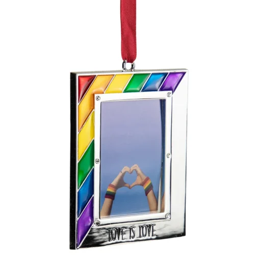 Picture Frame "Love is Love" Christmas Ornament - for 2.75" x 1.5" Photo - 3.5"