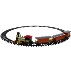 20-Piece Battery Operated Red and Orange Animated Classic Christmas Train Set with Sound
