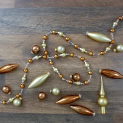 16-Piece Bronze Beaded Garland, Mini Tree Topper and Glass Ornaments Set