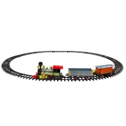 17-Piece Lighted and Animated Gold and Red Classic Model Train Set with Sound