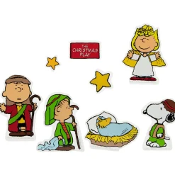 8-Piece Peanuts Christmas Nativity Double Sided Window Cling Decorations