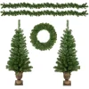 5-Piece Pre-Lit Artificial Wolcott Spruce Christmas Entryway Set