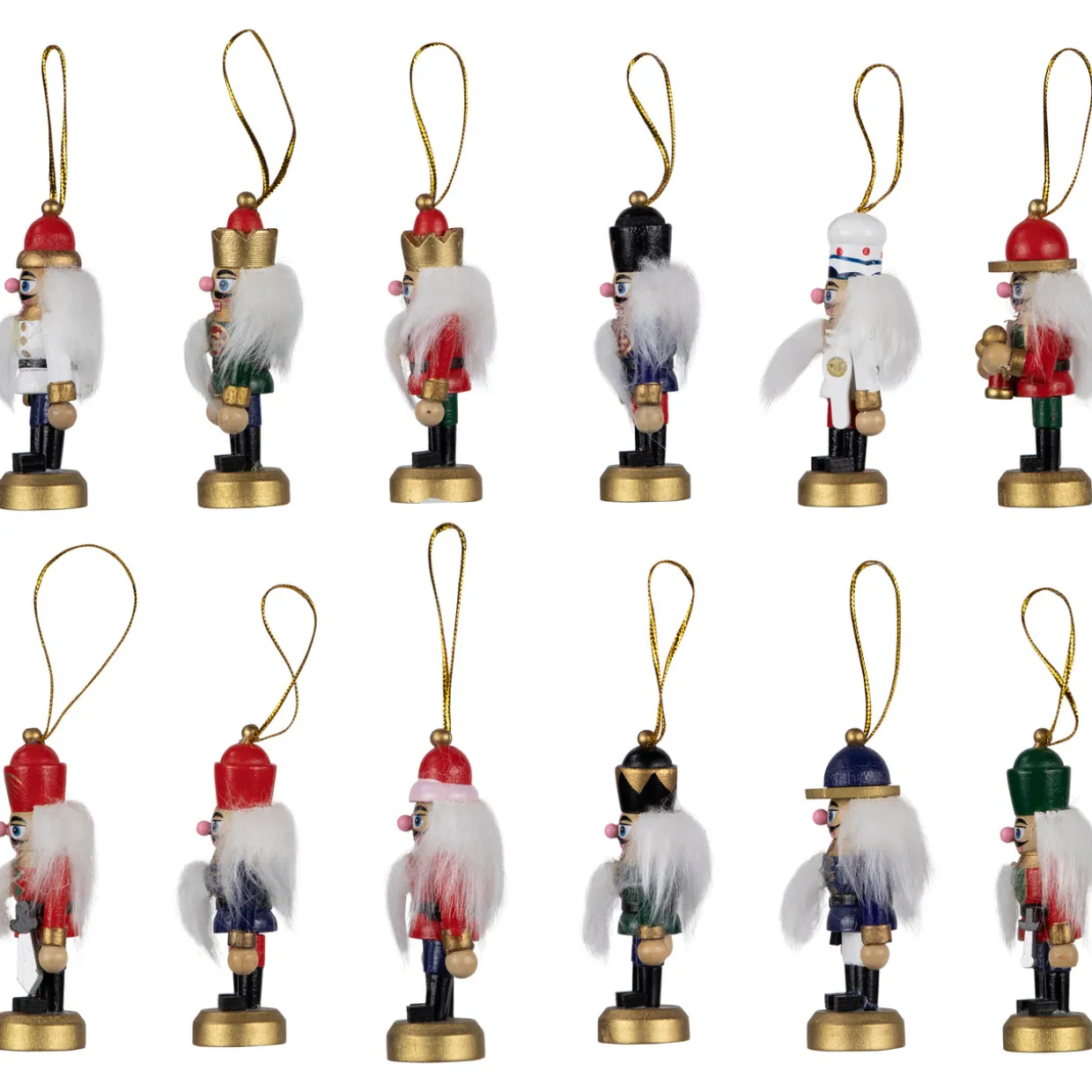 12-Piece Red and Blue Mini Christmas Nutcracker Ornament Set 3.25"