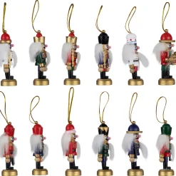 12-Piece Red and Blue Mini Christmas Nutcracker Ornament Set 3.25