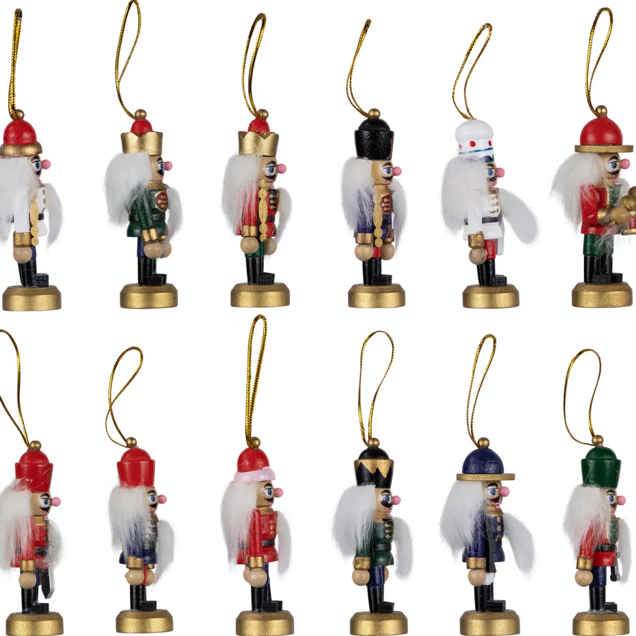 12-Piece Red and Blue Mini Christmas Nutcracker Ornament Set 3.25"