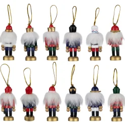 12-Piece Red and Blue Mini Christmas Nutcracker Ornament Set 3.25