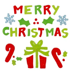 31-Piece Red and Green "Merry Christmas" Gel Christmas Window Clings