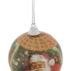 14-Piece Santa with List Decoupage Christmas Ball Ornament Set, 2.25
